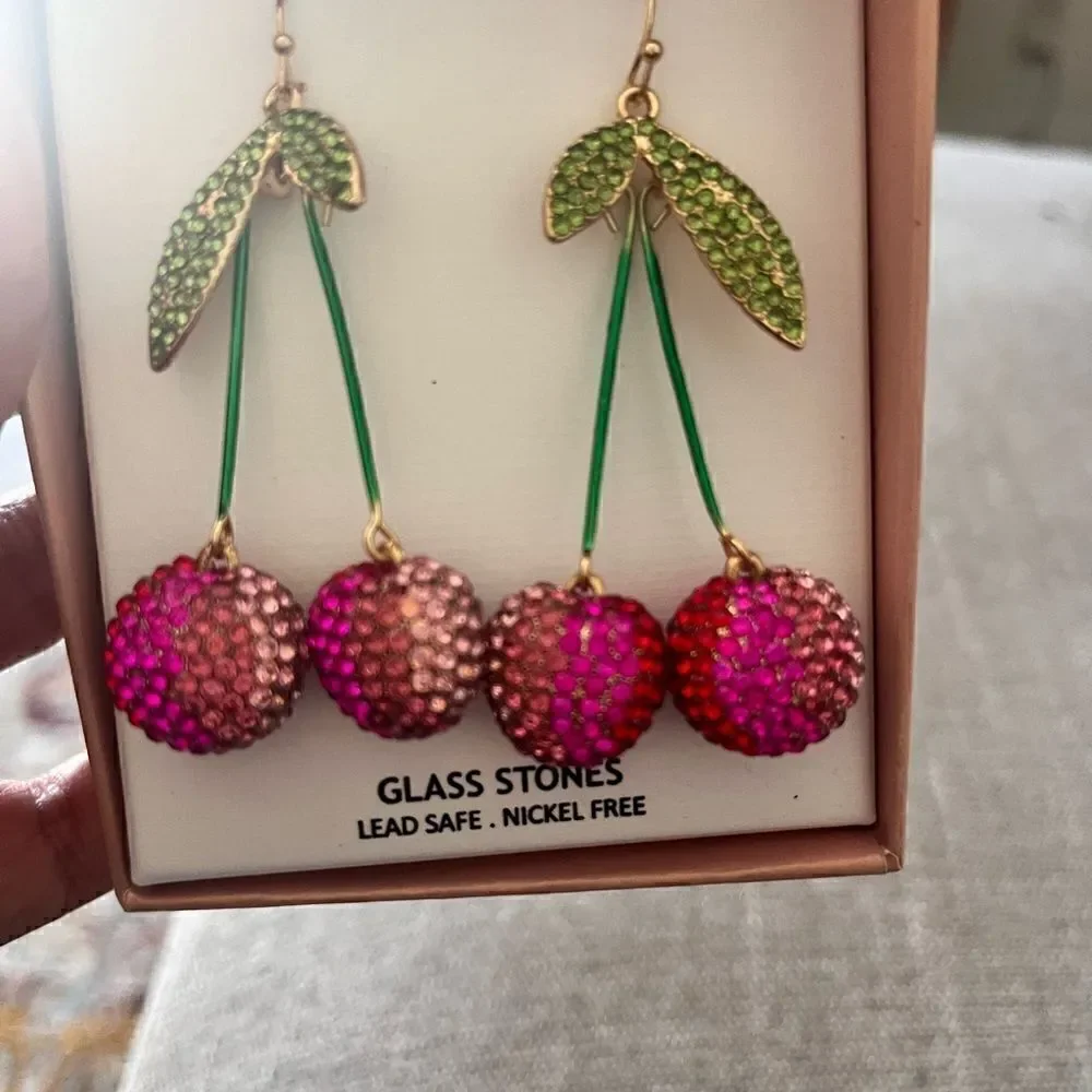 New in box. Cherry Statement Earrings